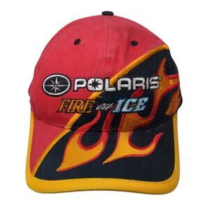 Vintage Pure Polaris Fire & Ice Strapback Hat Red OS Flames Embroidered